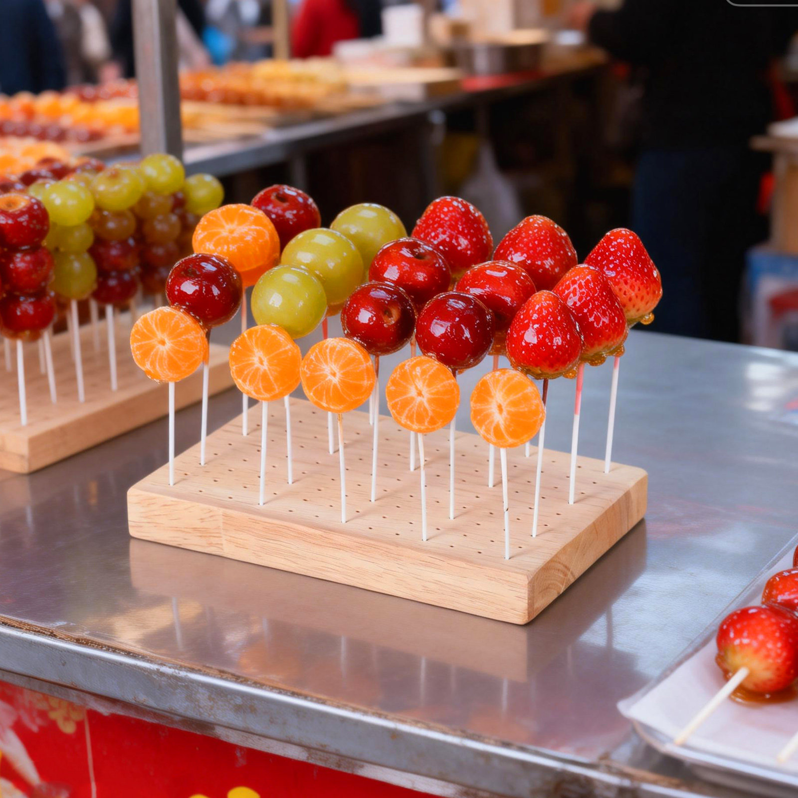 Display Stand Wood - حامل عرض خشبي حلزوني للفواكه والحلويات