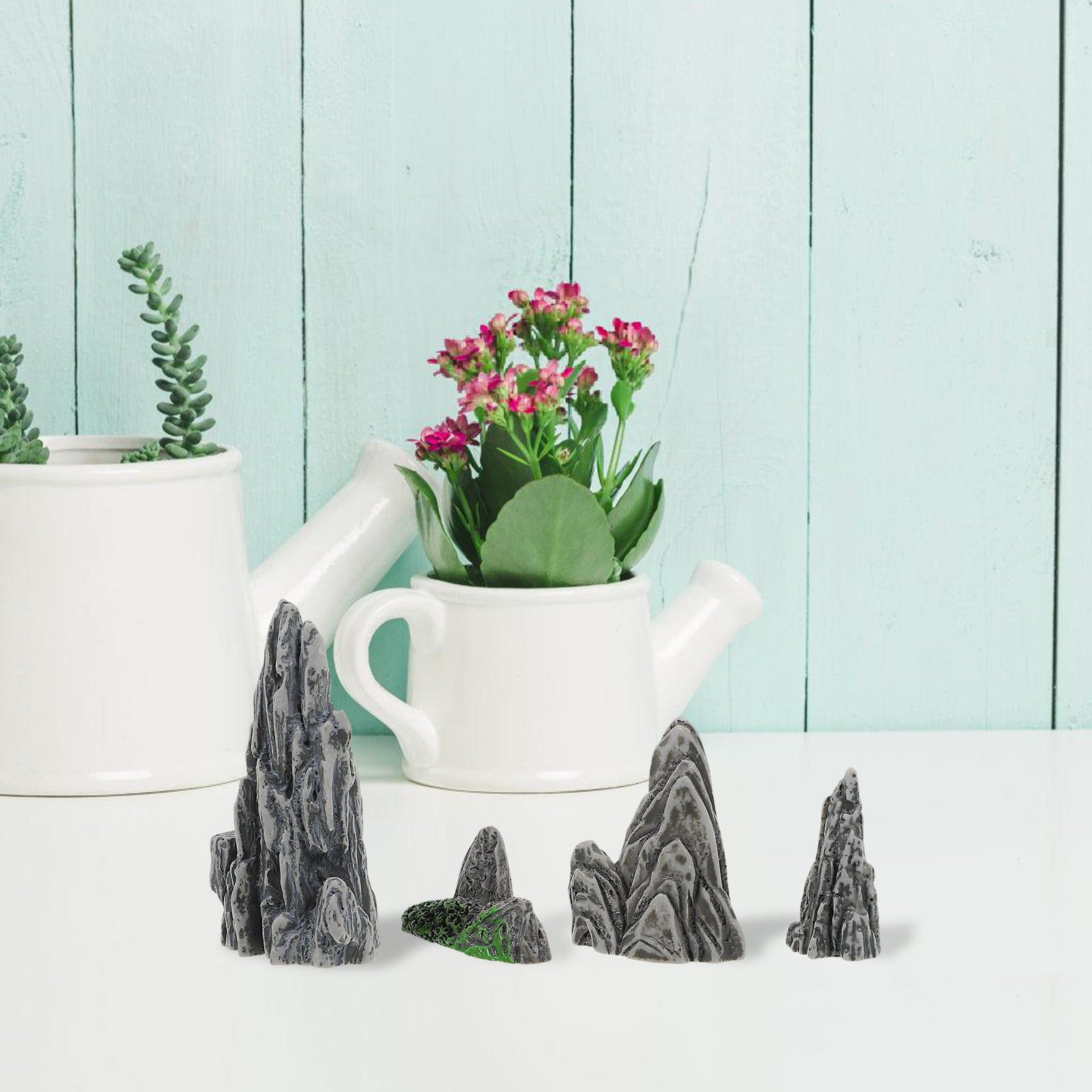 Bonsai Garden Table - ديكور صخري مصغر للبونساي، 4 قطع،