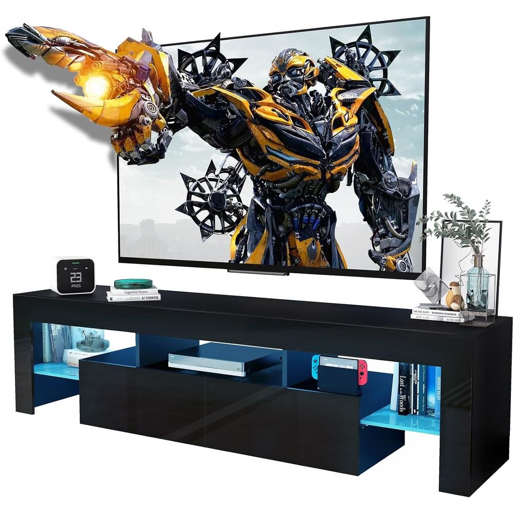Display Stand Wood - حامل تلفزيون أسود، حامل تلفزيون خشبي