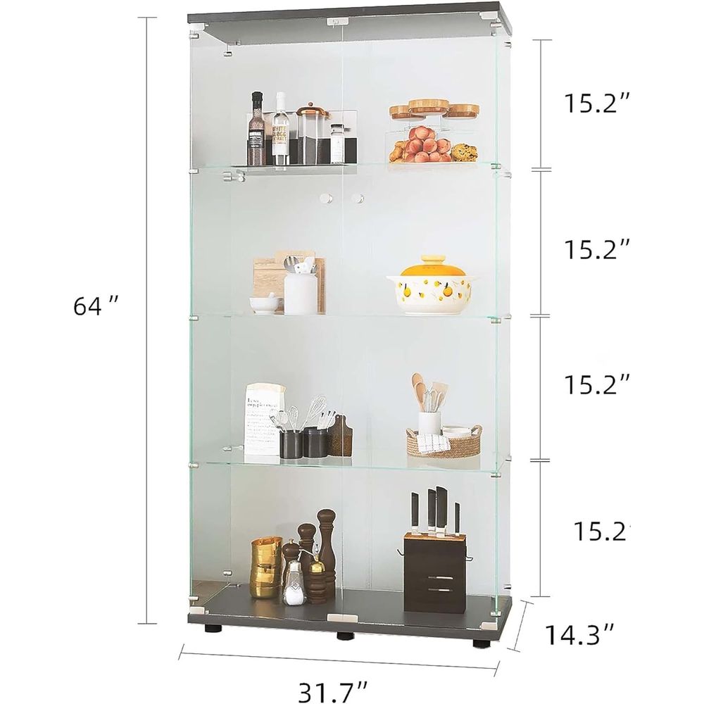خزانة عرض زجاجية بأربعة أرفف و - مراجعة Display Stand Wood وسعره