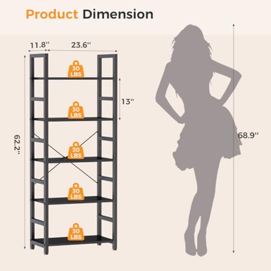 رف كتب بخمس طبقات، خزانة كتب ط - مراجعة Display Stand Wood وسعره